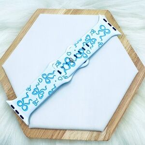 Blue Bow Design Apple Watch Bands in white pink 42mm 44mm 45mm 49mm